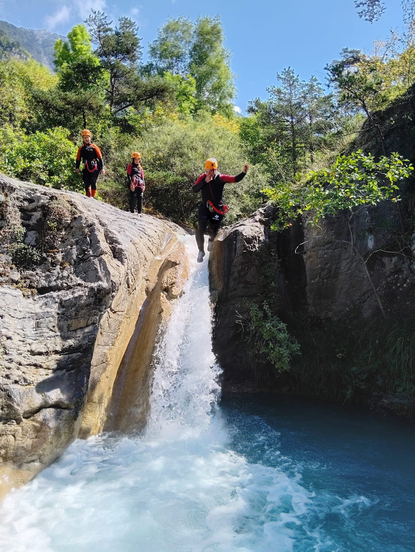 Natural waterslide in the Costekid canyon at Méolans-Revel