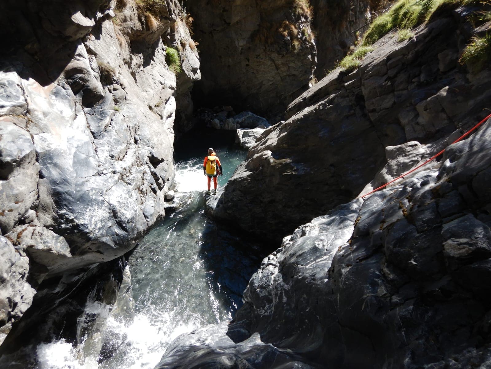 Two canyoners in the Enduchet canyon, lower Ubaye valley