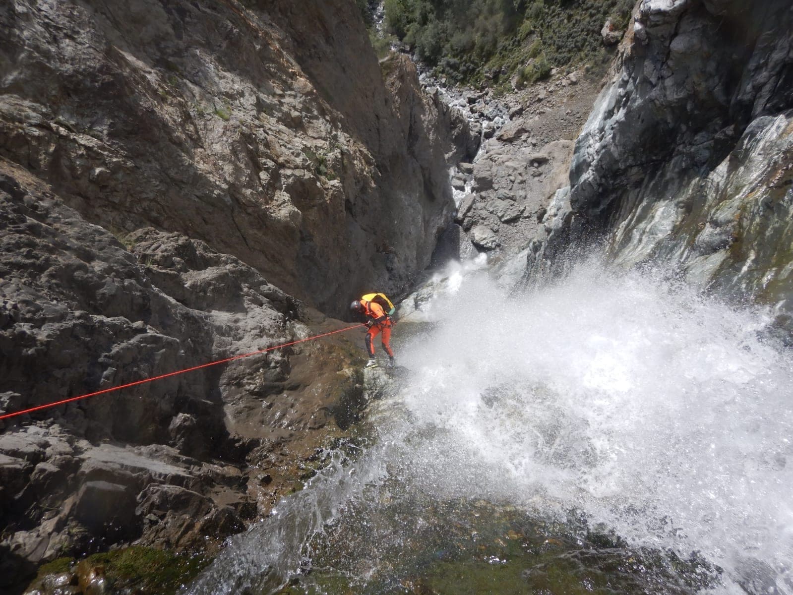 Technical passage in an Ubaye valley canyon